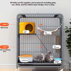 Cage pour chat pour usage domestique, petit appartement, espace intérieur, gain de place, intégrée avec un lit pour chat et une litière, fabriquée en Chine - Product Image 3