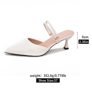 Nouvelles pantoufles sexy pour <span class=keywords><strong>femme</strong></span> à talons hauts, bout pointu, talon carré, en cuir verni brillant, avec deux lacets ronds et boucles 9670 - Product Image 5