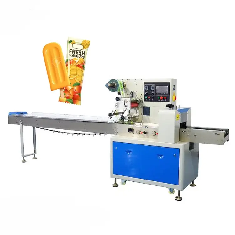 Fully automatic horizontal wrapping flow pack packing machine ice cream lolly popsicle packaging machine