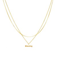 Collier Emotionnel en Argent Sterling 925, Chaîne Câble Double Couche avec Zircon Cubique Rond Plaqué Or 14K