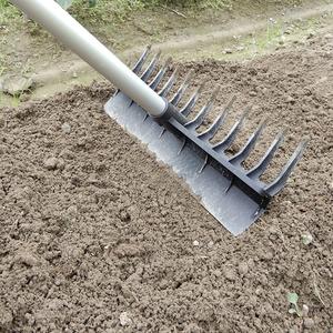 Rastrillo de Jardín con Mango Ajustable de Aluminio y Cabezal de Plástico PA+FG, 12 Dientes, Longitud del Mango de 135 cm, Color Negro - Product Image 6