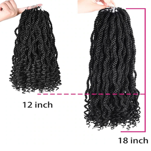 Trenzas pretorcidas de ganchillo onduladas senegalesas de 12 pulgadas <span class=keywords><strong>con</strong></span> extremos ondulados Extensión de cabello sintético para mujeres negras - Product Image 2