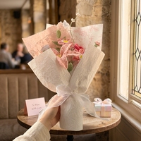 Nouveau bouquet de roses tricotées, bouquet cadeau fleur au crochet, fournitures romantiques pour mariage et fête, pour bouquet de remise de diplôme au crochet