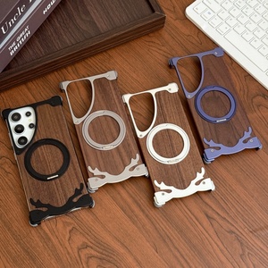 เคสโทรศัพท์แผงไม้วอลนัทแท้ขั้นสูงสำหรับ Samsung S26 S25 S24พิเศษพร้อมขาตั้งแม่เหล็ก360 ° ฝาครอบกันกระแทก - Product Image 2