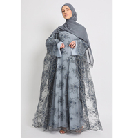 Abaya de mariage et de l'Aïd pour femme, élégante, respirante, en dentelle grise brodée, personnalisée par LEDUO ODM, printemps-automne