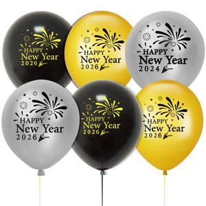 Palloncini in Foil Oro e Nero per Capodanno 2026, Accessori per Foto Booth, Striscione e Ghirlanda per Feste di Fine Anno - Product Image 3