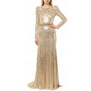 Vestido de Noche Largo con Lentejuelas para Mujer, Manga Larga, Estilo Formal, a la Moda - Product Image 1