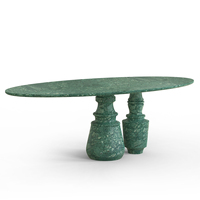 Table à manger minimaliste en marbre, table à manger ovale élégante, table à manger verte brillante pour la maison, le bureau, l'hôtel, le salon