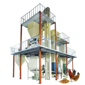 CE Fully Automatic 1-2 t/h Animal Feed Pellet Machine Feed Pellet Production Processing Line for Poultry Broiler Chicken Premix