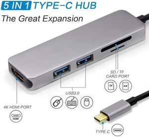 ฮับ USB 5 In 1พร้อมช่องเสียบการ์ด AV HDMI, USB3.0, TF, SD สำหรับ Macbook Pro, <span class=keywords><strong>Google</strong></span> <span class=keywords><strong>Chromebook</strong></span> <span class=keywords><strong>Pixel</strong></span>, Samsung S8และอื่นๆ - Product Image 3
