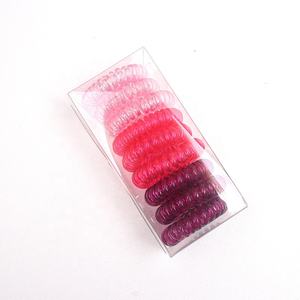 مخصص شعار مربع Tpu تصاعد الوردي Traceless اللوالب كابل من المطاط حبل الهاتف خط حلقة الحبل الشعر العلاقات ربطة شعر على شكل سلك تليفون - Product Image 5