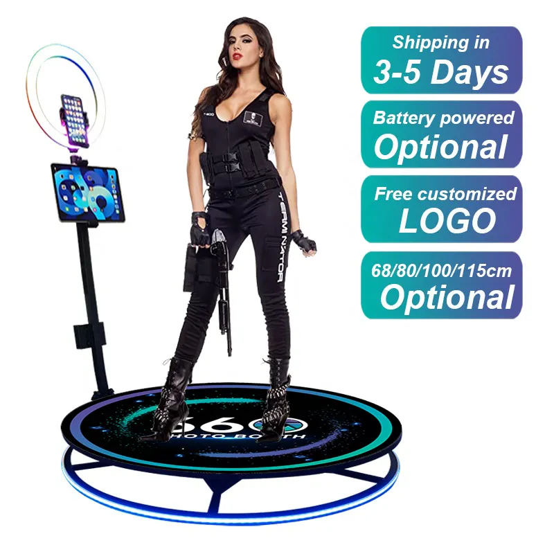 New 360 Photobooth Machine Portable Selfie Platform Spin 360 Degree Photo Booth With Rotating Stand