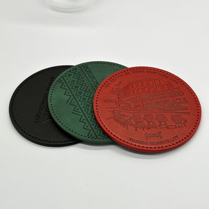Sous-verre rond en cuir PU de 10 cm, moderne et luxueux, avec logo personnalisé, gravure laser, écologique, pour thé et café, vente en gros usine - Product Image 2