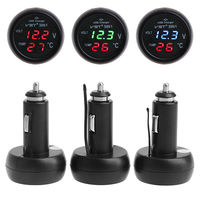 Termometer LED Digital Mobil 3 in 1 12V/24V Pengisi Daya USB Voltmeter Rokok