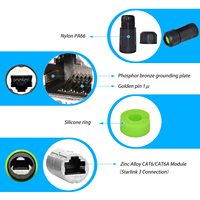 Adaptateur Ethernet Starlink V3 IP68 étanche Connecteur RJ45 CAT6A LAN Installation de parabole satellite et de routeur Câble Internet Modem