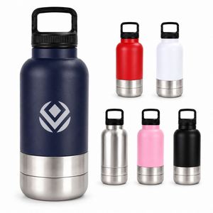 Comedero Portátil de Acero Inoxidable de 32oz con Logotipo Personalizado, Tazón de Viaje para Mascotas, Botella de Agua 3 en 1 Desmontable con Tapa y Aislamiento para Perros - Product Image 1