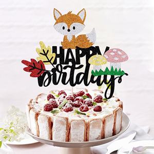 1 pièce Décoration de gâteau d'<span class=keywords><strong>anniversaire</strong></span> en papier écologique réutilisable en forme de <span class=keywords><strong>renard</strong></span> Joyeux <span class=keywords><strong>anniversaire</strong></span> pour les fêtes de bébé et les célébrations sur le thème de la jungle - Product Image 4