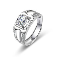 Cincin Kawin Minimalis Perak Sterling 925 dengan Zirkon untuk Pria |   Cincin Perhiasan Zirkon Mewah yang Dapat Disesuaikan 2025