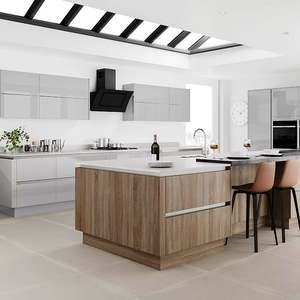 Meubles de cuisine en MDF laqué haute brillance et accessoires avec îlot en stratifié et pierre de quartz - Design moderne, très demandé - Product Image 4