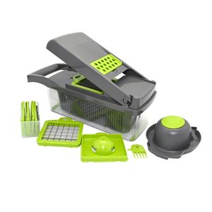 Mandoline de cuisine grise 14-en-1 Etable Slicer Mini Dicer Chopper Cutter pour fruits Etable pour salade d'oignons et de pommes de terre Etable Chopper - Product Image 4