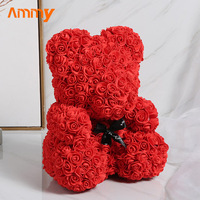 AM-PE003B Ammy 40cm mousse Rose ours créatif fleurs artificielles ours en peluche coffrets cadeaux pour noël anniversaire saint valentin cadeaux