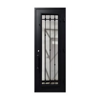Porte d'entrée moderne en fer forgé à entrée unique en fer forgé Porte d'entrée en métal sculpté de style pivotant fabriquée en Chine pour maison de campagne