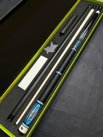ZENI QY01 Queue de billard en érable de haute qualité, 58 pouces, bleu incrusté, 2 fers, poignée en cuir, pointe de 12,5 mm, légère et durable pour les joueurs de club