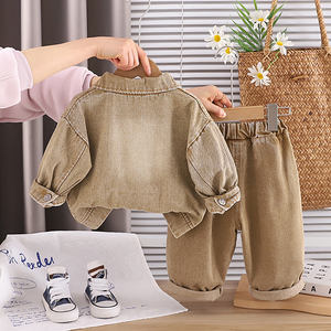 Nouvel ensemble décontracté 3 pièces en coton pour garçons de 1 à 5 ans, motif dessin animé, veste + t-shirt intérieur + pantalon, collection printemps-automne - Product Image 5