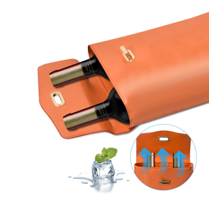 Tái Sử Dụng Chai Độn Trường Hợp Với Xử Lý Cách Điện Rượu Vang Túi Lạnh Xách Tay PU Da 2 Chai Rượu Vang Du Lịch Tote Tàu Sân Bay - Product Image 6