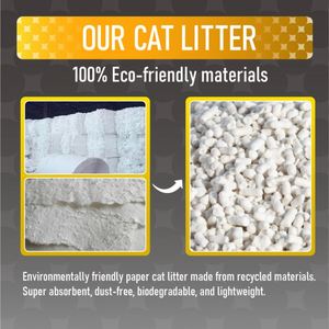 Arena para Gatos Ecológica, Ligera, Incinerable, Desechable por el Inodoro, a Base de Papel, Aglomerante, Biodegradable, Libre de Polvo, Control de Olores, Rápida Absorción - Product Image 2