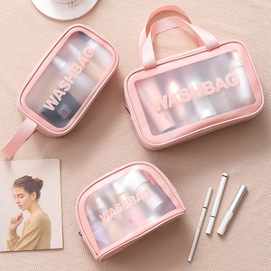 <span class=keywords><strong>Pochette</strong></span> cosmétique portable en PVC lavable avec logo personnalisé, motif lettres, style tendance, fermeture éclair, pour usage quotidien et en voyage - Product Image 2