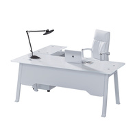 Bureau en verre blanc en forme de L Bureau de direction moderne Table de meubles