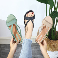 Nouvelles sandales compensées minimalistes à plateforme, légères, imperméables, antidérapantes, rehaussantes, pour l'extérieur et l'été, couleur unie