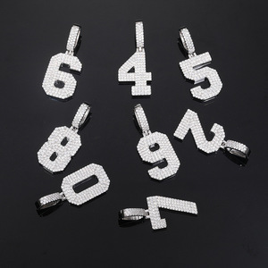Themed Number Pendant 925 Sterling Silver Moissanite Inlay Everyday Wear Hip Hop Style - Product Image 3
