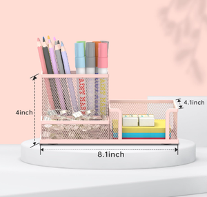 <b>Pen</b> Holder Desk Organizer Office Supplies with 3 Compartment Desk Accessories and Workspace Organizers for Home School Pink - Product Image 2