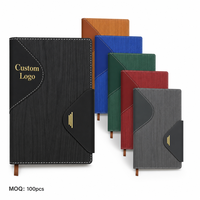 Carnet d'affaires en cuir PU avec logo personnalisé, grain de bois brossé, triple fermoir à barre dorée, journal exécutif, cadeau d'affaires