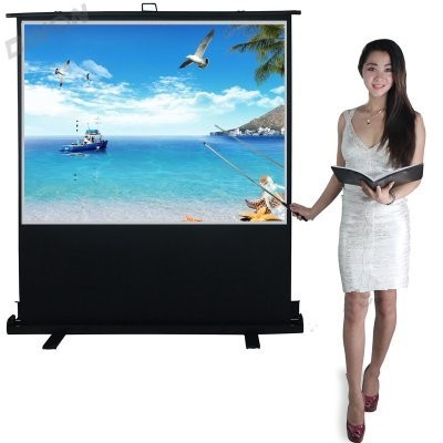 TELON Easy Pull-up Retractable Projection Screen Matte White Portable Manual Floor-up Projection Screen