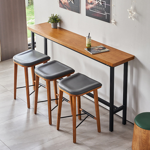 Chaises <span class=keywords><strong>Tabouret</strong></span> de Bar en Bois Massif avec Table Longue pour Restaurants <span class=keywords><strong>Tabouret</strong></span> De Comptoir Thonet En Bois - Product Image 2