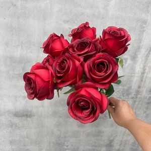 Artificial Rose Bouquet <b>Silk</b> <b>Flower</b> High Simulation Wedding Home Decor Photography Props Hand Held Bouquet - Product Image 4