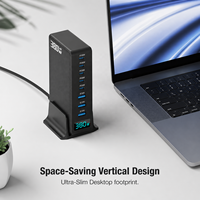 Chargeur GaN 380W, station de charge tout-en-un 8 ports, 5C3A, écran, charge rapide 100W, 4 couleurs, pour le bureau et les voyages