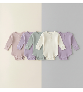 Bộ liền thân mềm mại thân thiện với môi trường cho bé sơ sinh, có khuy, chất liệu cotton hữu cơ tùy chỉnh, quần áo trẻ sơ sinh mới - Product Image 4