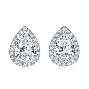 Timeless 925 Sterling Silver Halo Cubic Zirconia <b>Set</b>, Classic Square Cut CZ <b>Ring</b> Earring Necklace <b>Set</b> for Daily Wear - Product Image 4