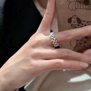 925 Sterling Silver Shiny CNC Carved Beaded Ring Elastic Rope Minimalist Retro Trendy Wholesale - Product Image 3