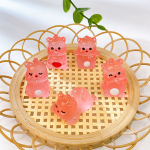 DIY Cartoony Stereo Luminous Ruby Pendant Small Resin Keychain Accessories Homemade Model Jewelry with Cute Pattern