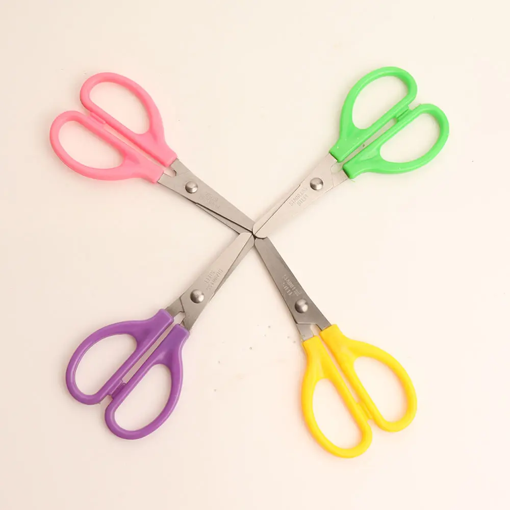 Hot scissors colorful plastic sewing craft scissors with safety cover
