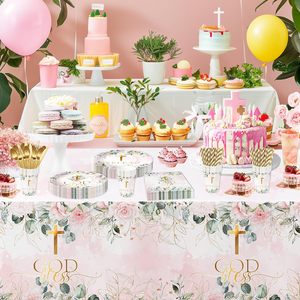 Décorations de baptême et de première communion, <span class=keywords><strong>vaisselle</strong></span> de fête pour baby shower : assiettes, gobelets, serviettes, nappes, couverts - Product Image 6
