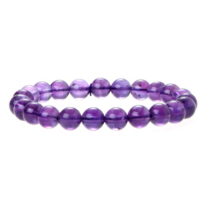 Bracciale Elastico Fatto a Mano con Perle di Ametista da 8mm, Unisex, a Filo Singolo, Impilabile, per Donne, Uomini e Adolescenti, Forma a Sfera - Product Image 5