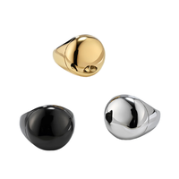 Bague Courbe Grand Anneau Poli Miroir en Acier Inoxydable de Haute Qualité pour Femme, Plaqué Or 18K, Ne Ternit Pas, Idéale pour les Fiançailles (Vente en Gros)
