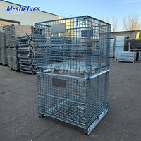 Conteneur en treillis métallique galvanisé pliable de haute qualité 500 kg 600 kg, cage de stockage métallique, chariot à roulettes avec roues