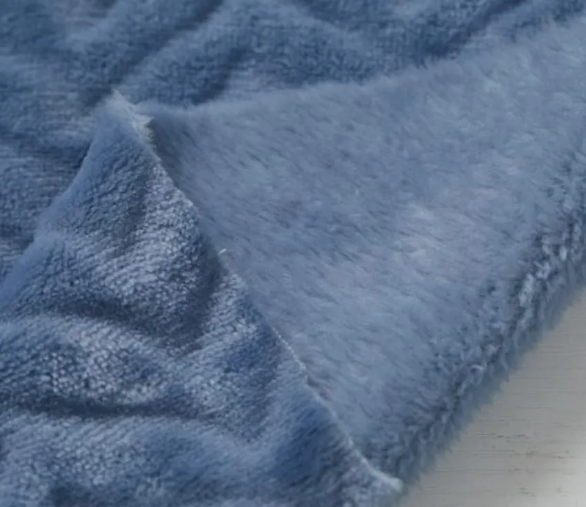 Màu Xanh Sóng Sheared Flannel Fleece Faux Fur Vải Tùy Chỉnh Bất Kỳ Màu Lông Thú Giả